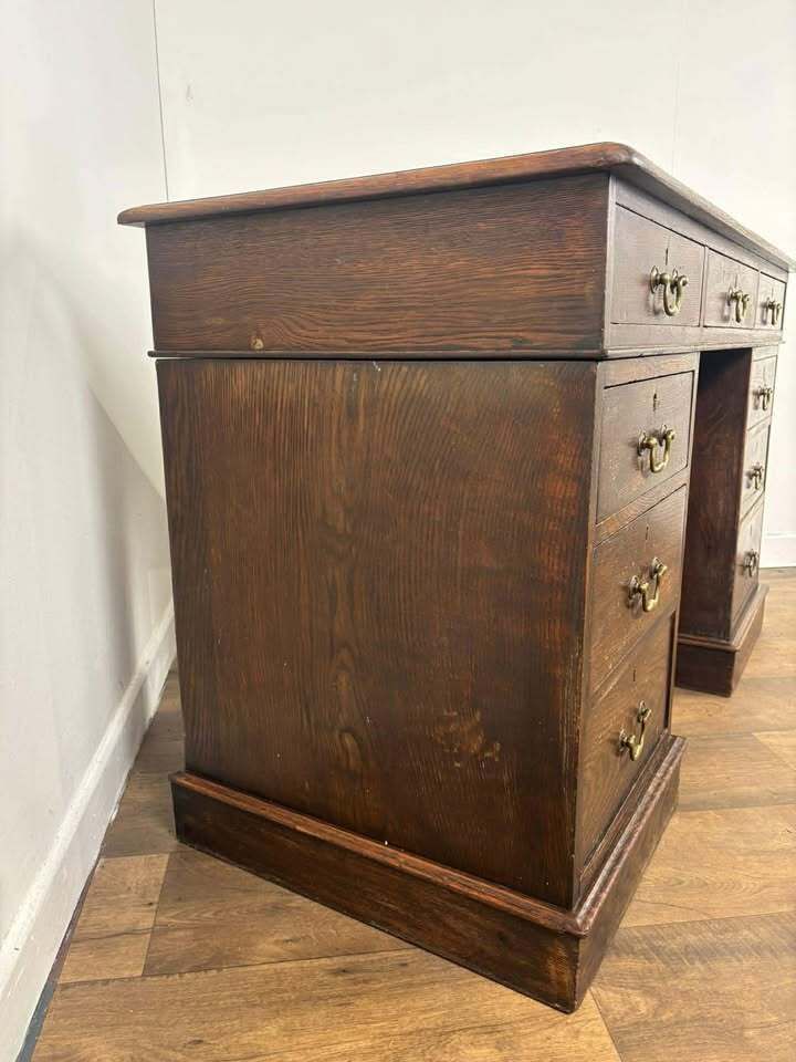 photo for sale Victorian Oak Twin Pedestal Kneehole Desk