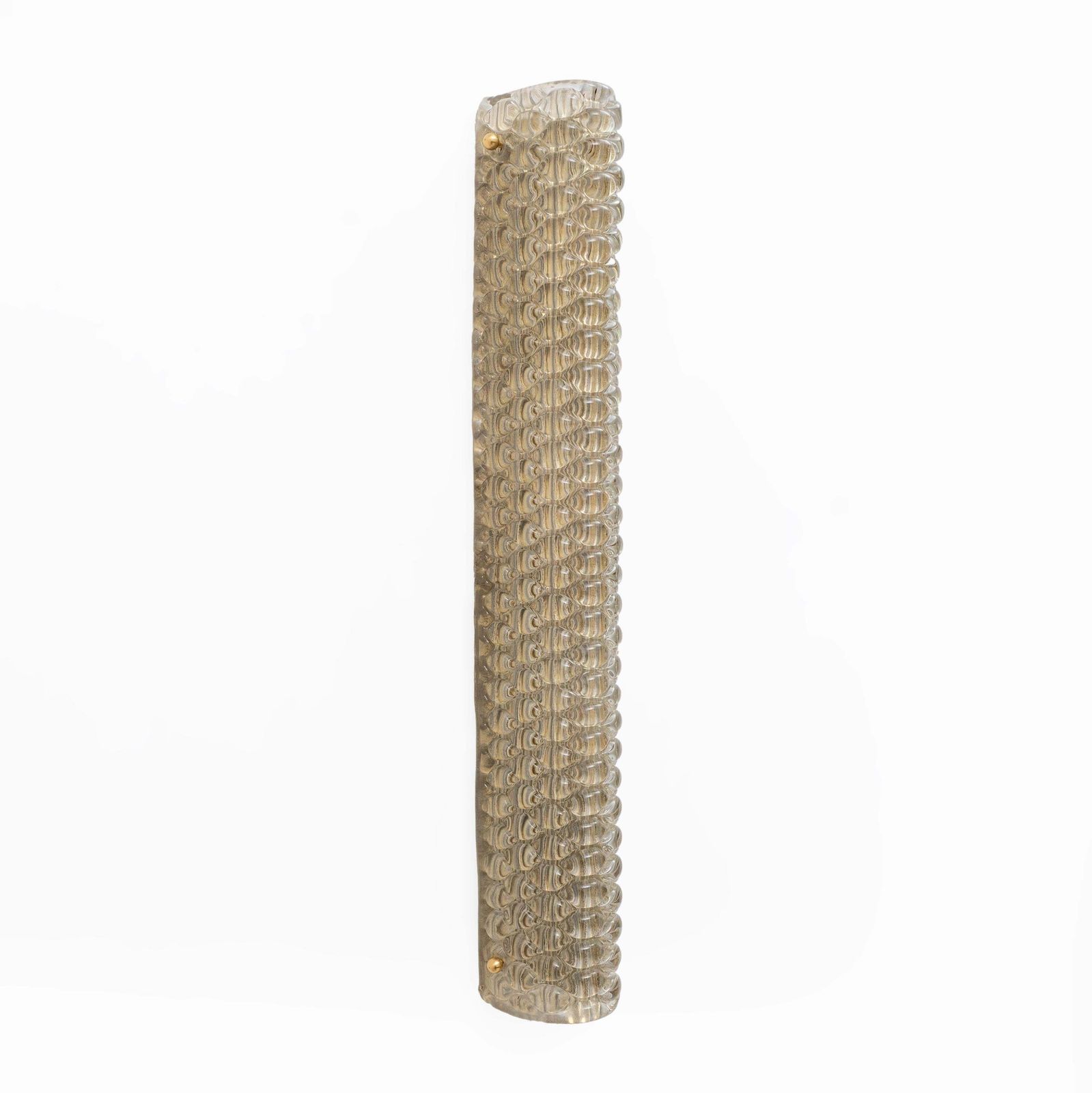 Pair Of Modern Italian Brass And Murano Glass Textured Light Beige Wall Sconces photo vinterior