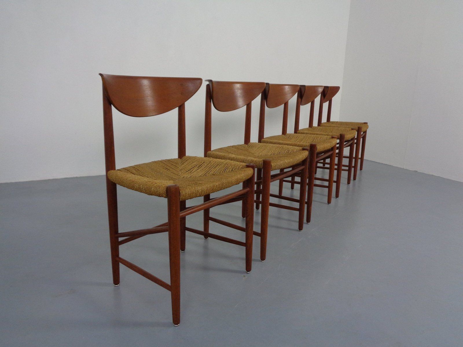 Modell 316 Dining Chairs By Peter Hvidt & Orla Mølgaard Nielsen For Søborg Furniture, Denmark, 1950s, Set Of 5 photo for sale
