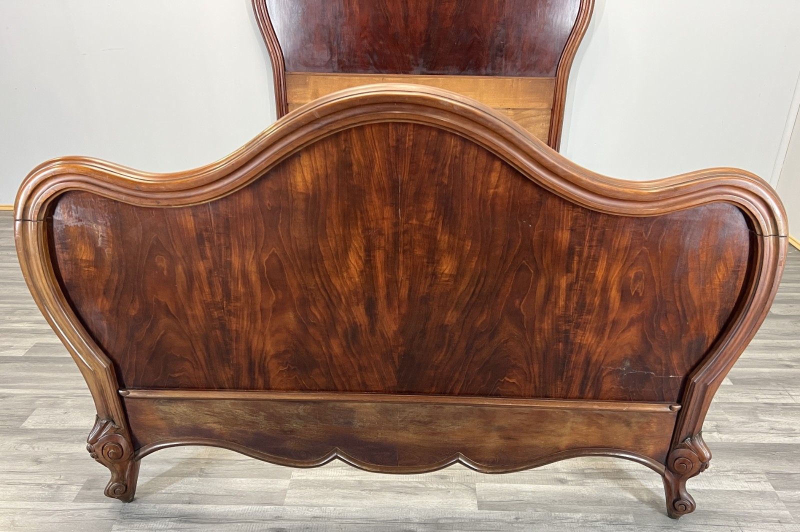 Bed Antique French Style Mahogany Double Bed Frame Carved Headboard Lot 4733 photo for sale