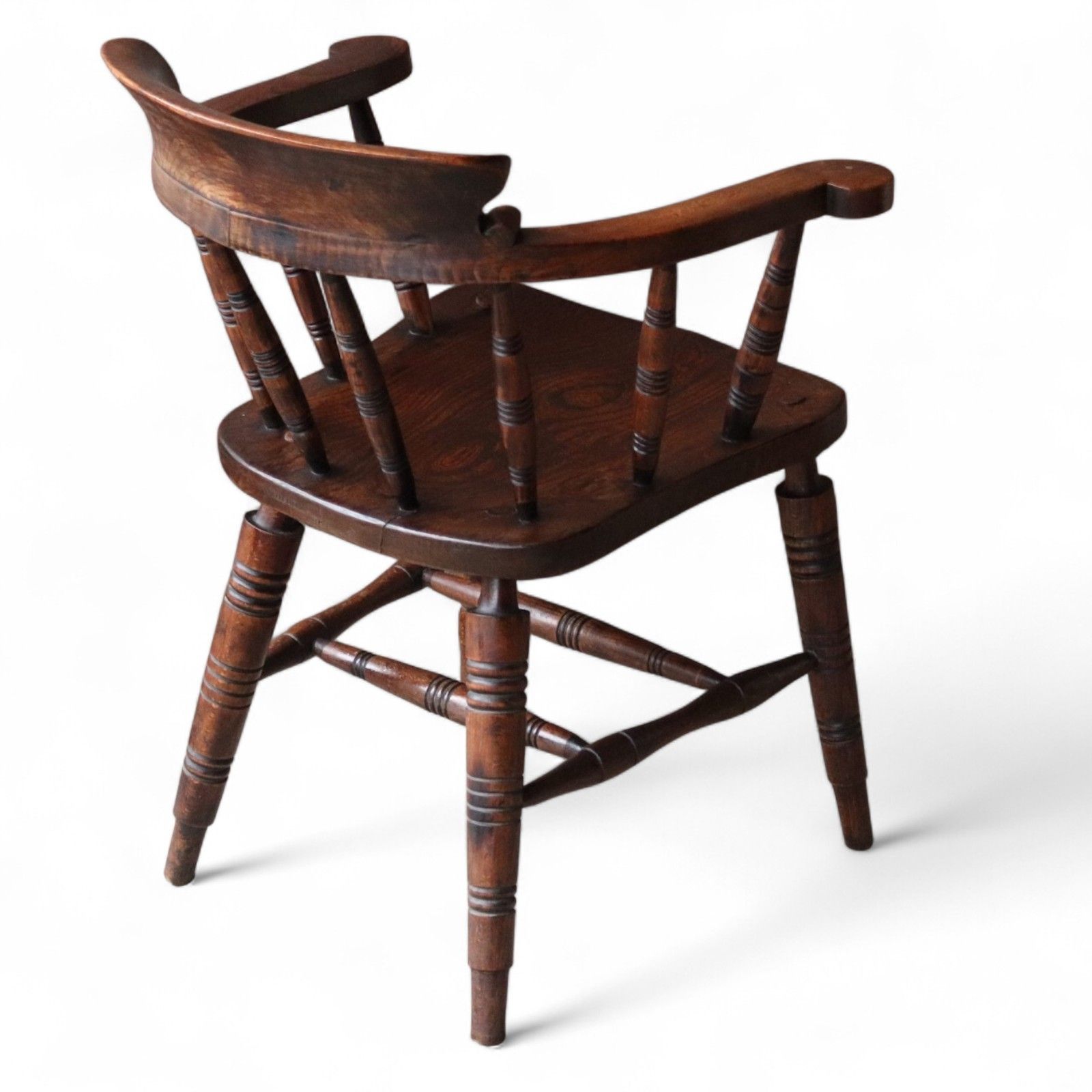 photo buy Victorian Smoker’s Bow Chair C.1880 Elm & Beech Captains Chair