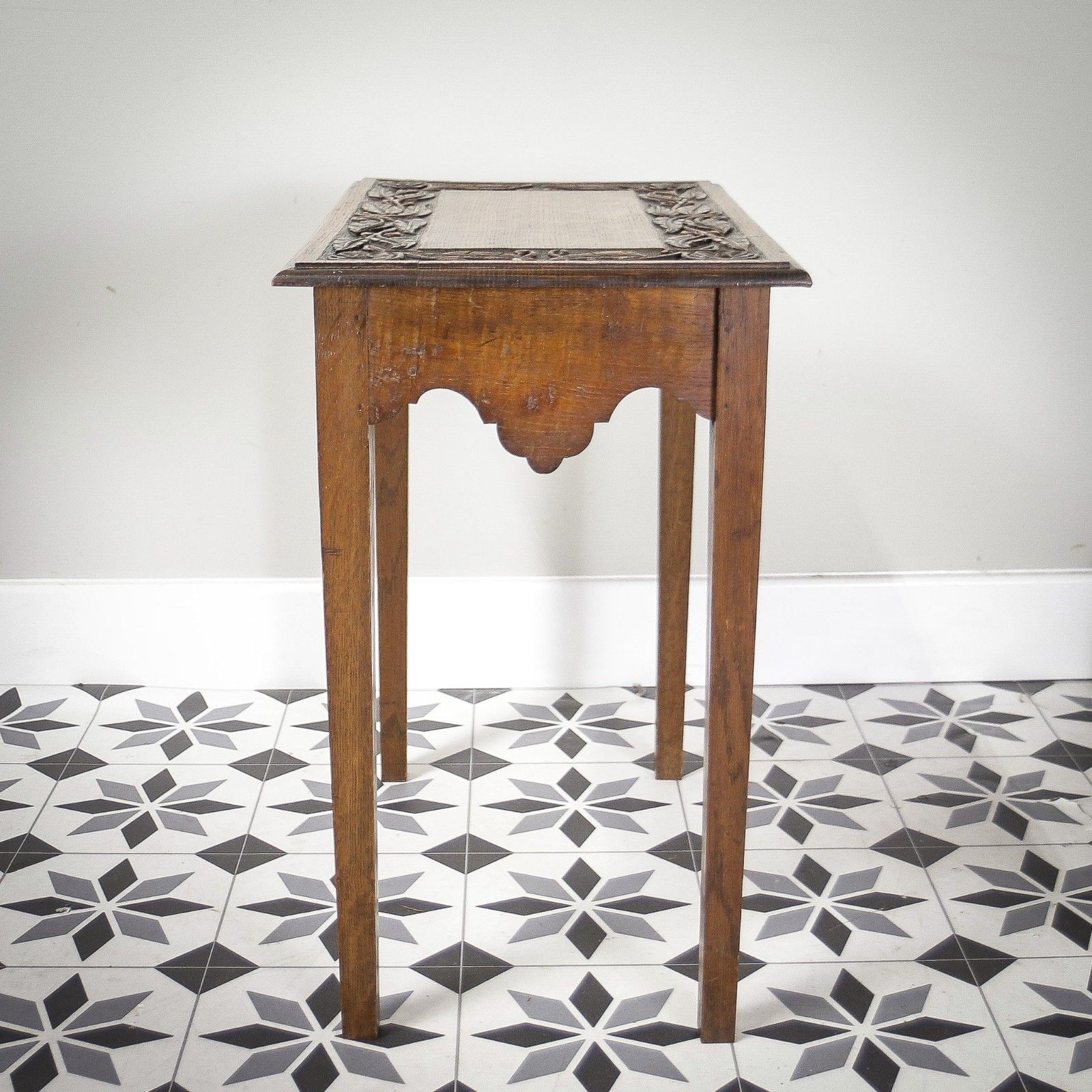 Victorian Antique Oak Side Or Hall Table Heavily Carved In Oak photo vinterior