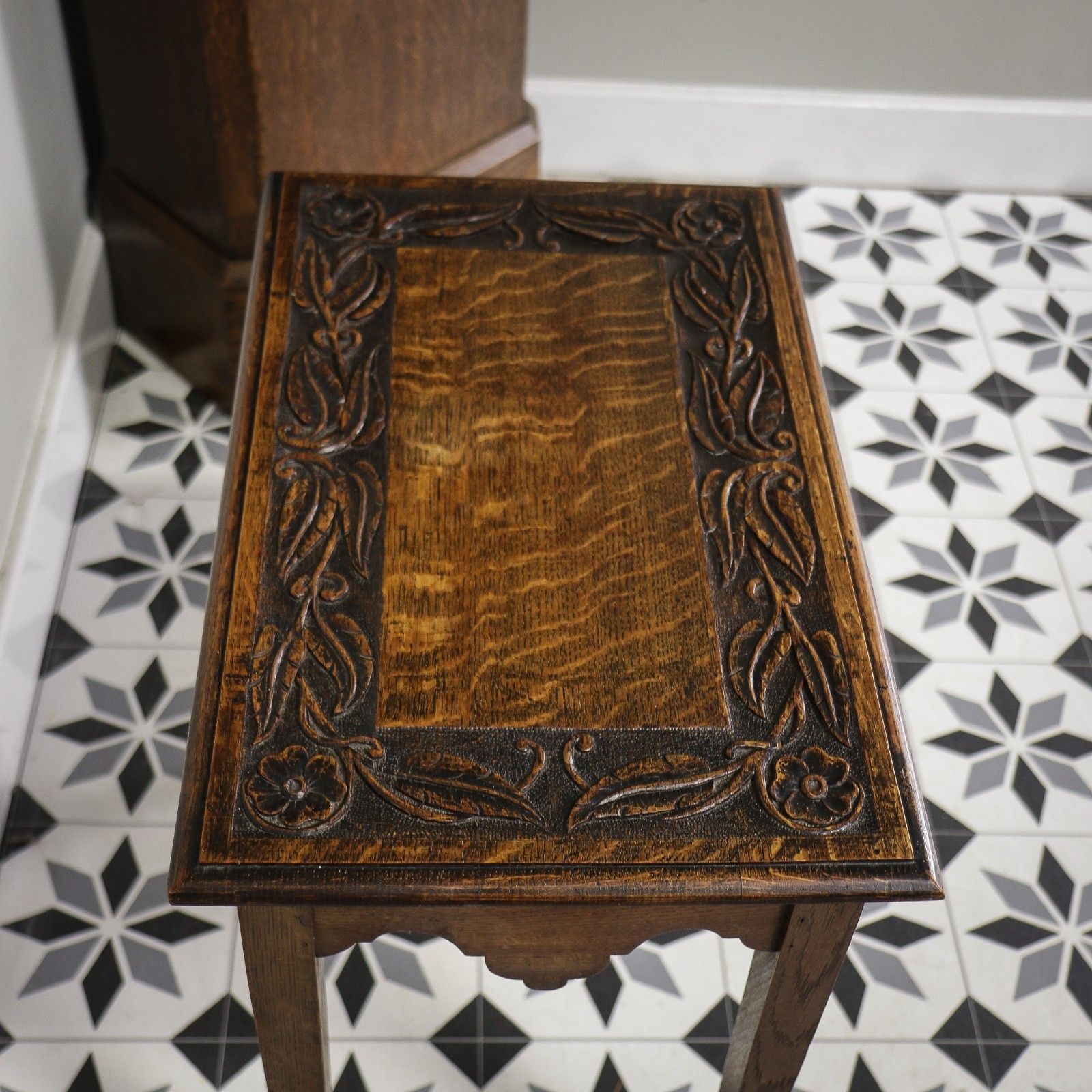 Victorian Antique Oak Side Or Hall Table Heavily Carved In Oak photo buy