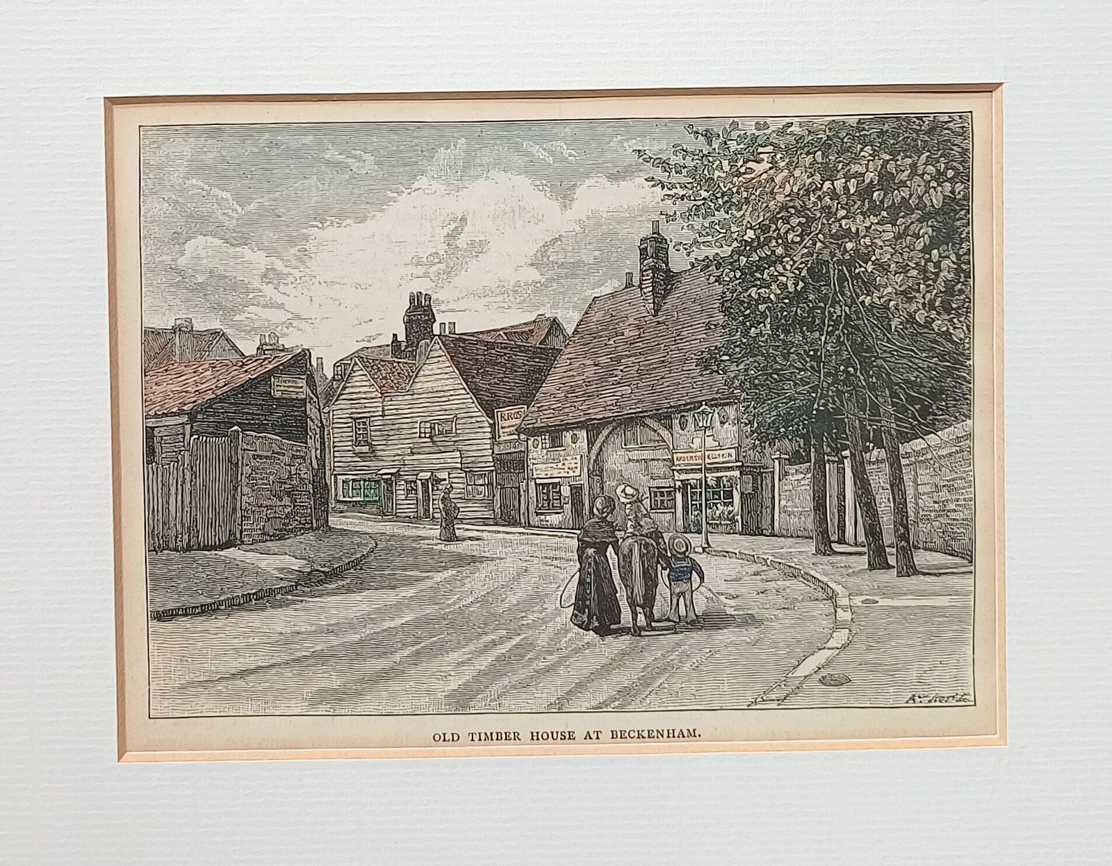 Antique Engraving Print The Old Timber House Beckenham Framed. photo Art