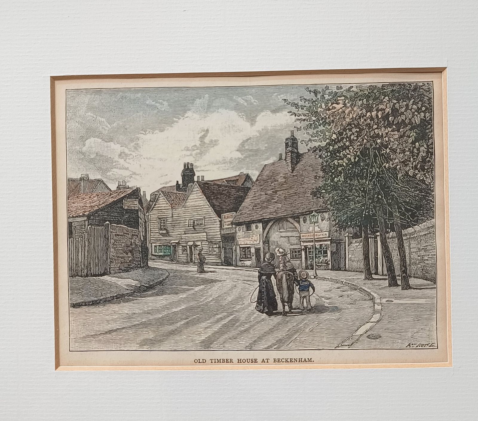 Antique Engraving Print The Old Timber House Beckenham Framed. photo 50.0