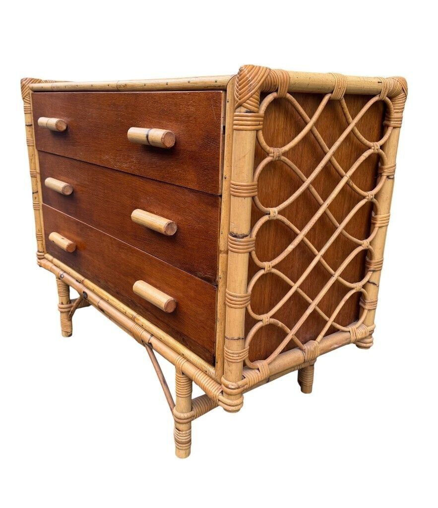An Italian 1970s Bamboo And Beech Wood Chest Of Drawers photo Furniture