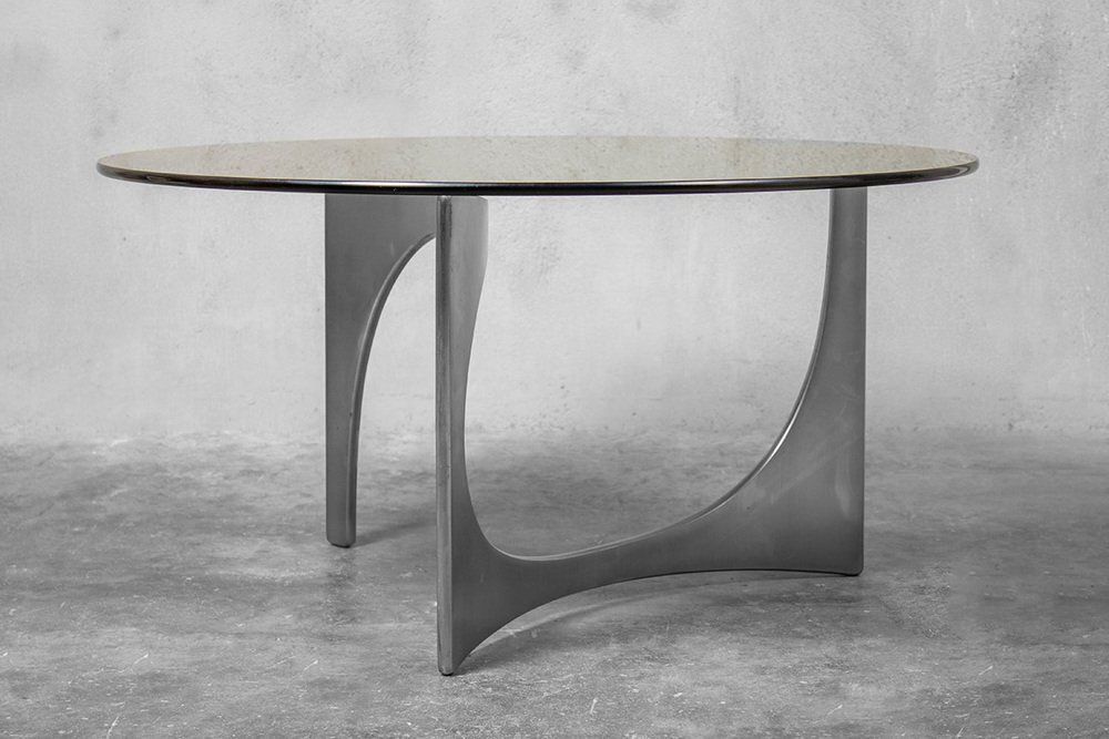 Vintage Round Glass Coffee Table By Knut Hesterberg, 1970s