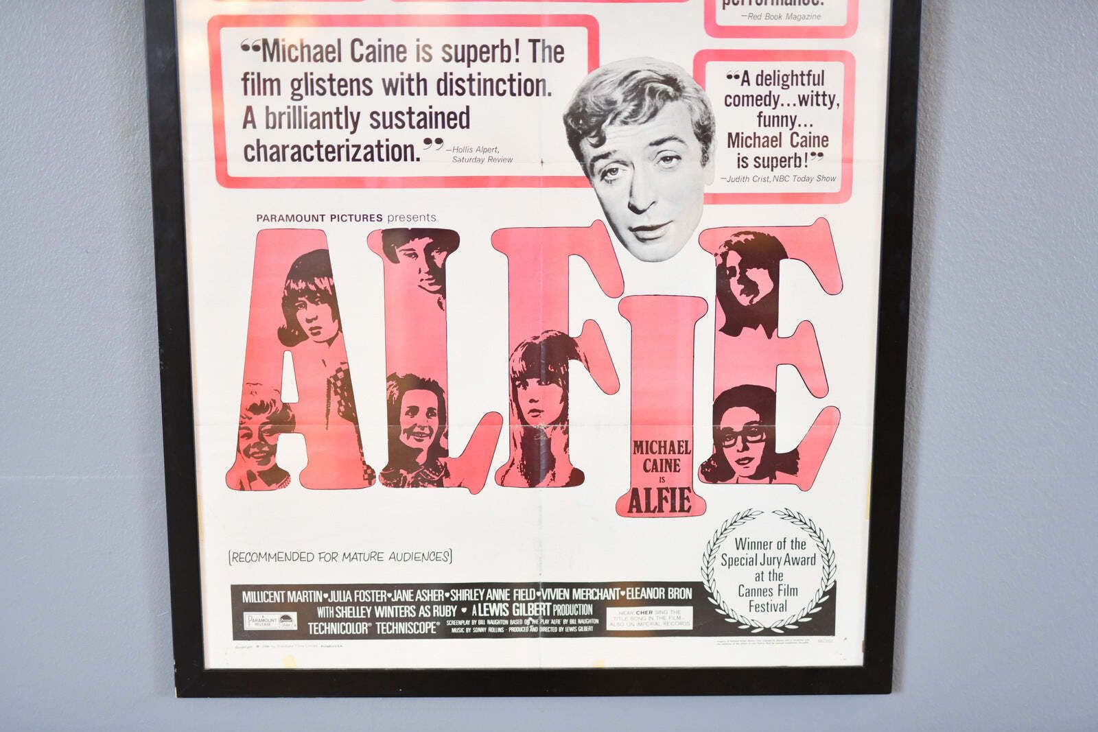 Original Framed Us Film Poster 'Alfie' Circa 1960's photo vintage