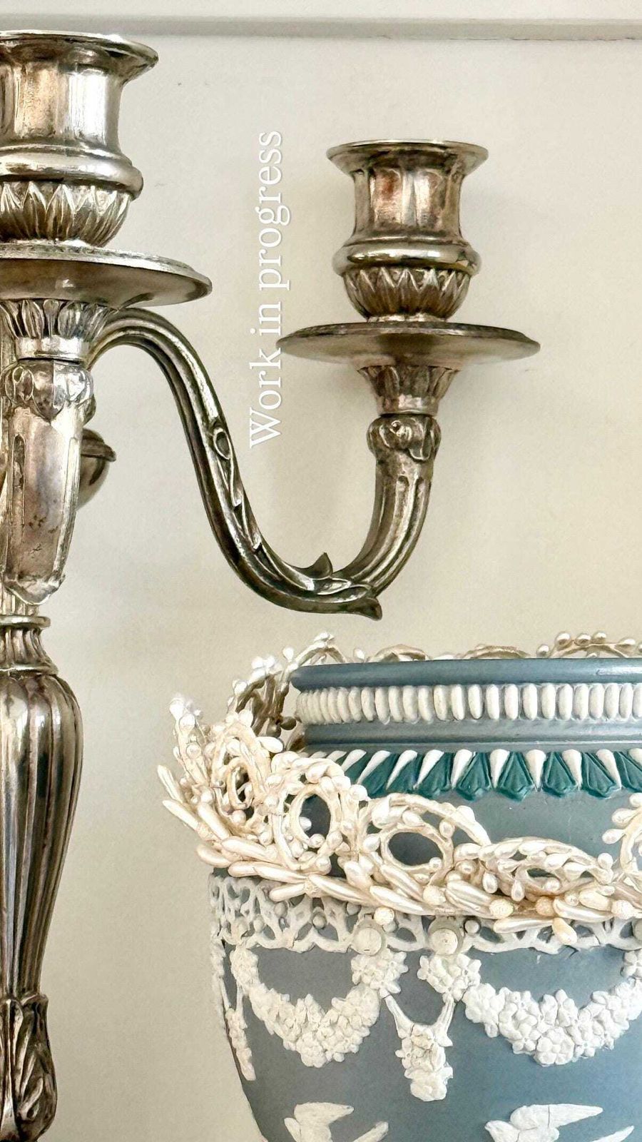 photo furniture Antique French Very Large Silver Plated Candelabra Pair With 3 Lights 1700 Style, Very Nice Proportions And Fine Decor Table Top