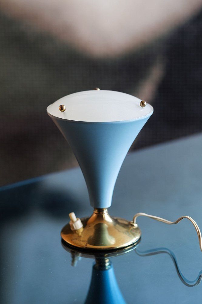 Mid Century Modern Italian Table Lamp In Glass And Metal By Gilardi & Barzaghi, 1950s photo Lighting