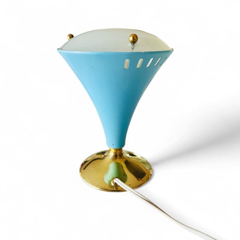 Mid Century Modern Italian Table Lamp In Glass And Metal By Gilardi & Barzaghi, 1950s photo buy