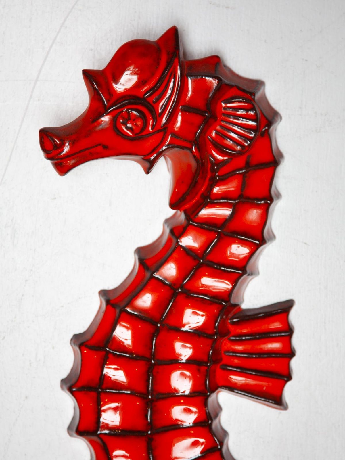 Large Ceramic Seahorse Wall Mounted Sculpture, André Bayer, 1960s, Belgium photo vinterior