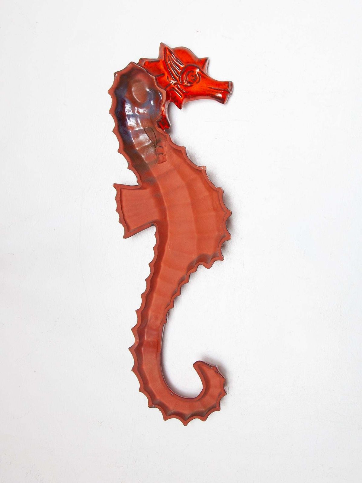 Large Ceramic Seahorse Wall Mounted Sculpture, André Bayer, 1960s, Belgium photo vintage