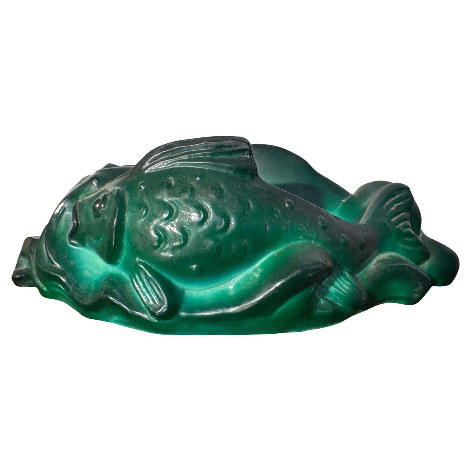 Animal Art Glass Object Malachite Fish Designed By H. Hoffmann And C. Schlevogt.