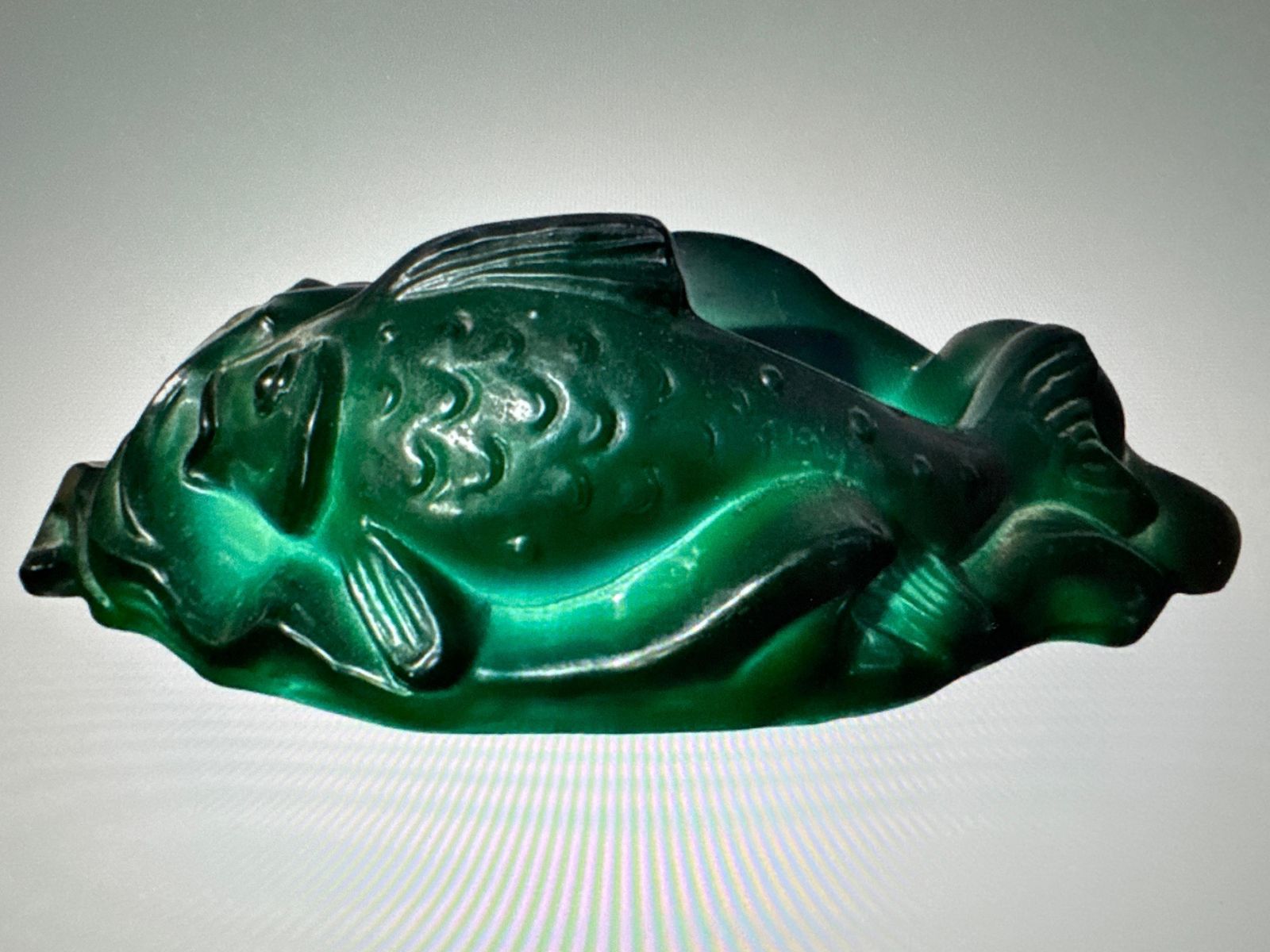 photo furniture Animal Art Glass Object Malachite Fish Designed By H. Hoffmann And C. Schlevogt.