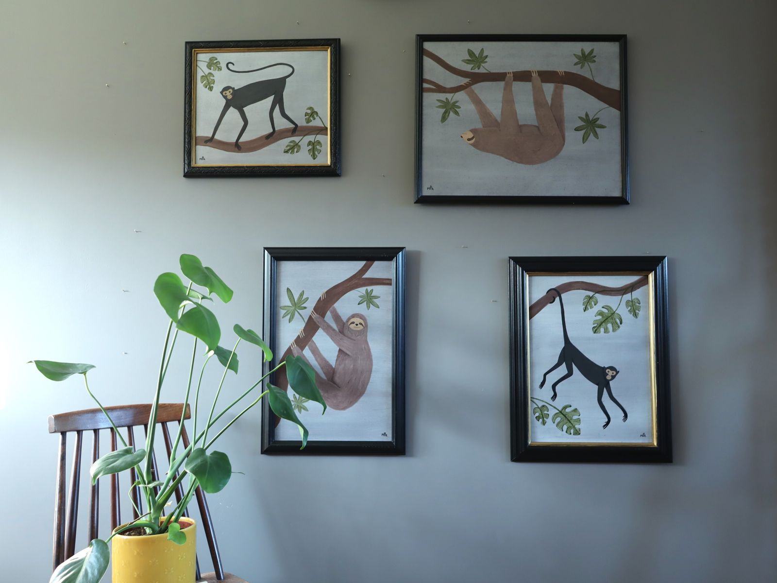 Hanging Sloth In Oil Onto Panel photo furniture