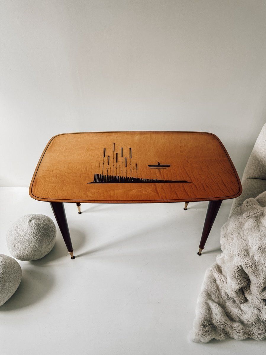 870.0 Mid Century Coffee Table With Wooden Top, 1960s photo
