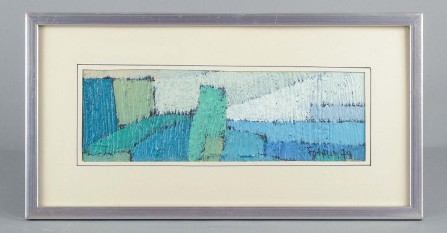 Gunnar Fohlin, Sweden. Oil On Cardboard. Abstract Landscape, 1979 photo furniture