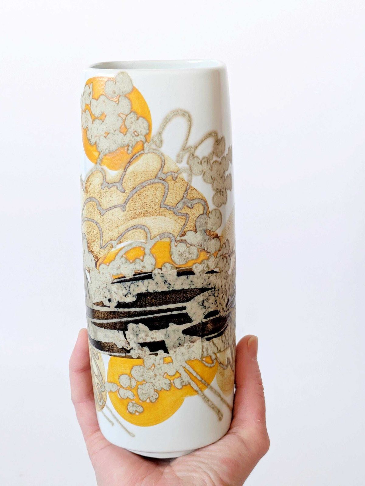 1960s Royal Copenhagen Faience Siena Vase By Ellen Malmer, Midcentury Abstract Design photo 129.0