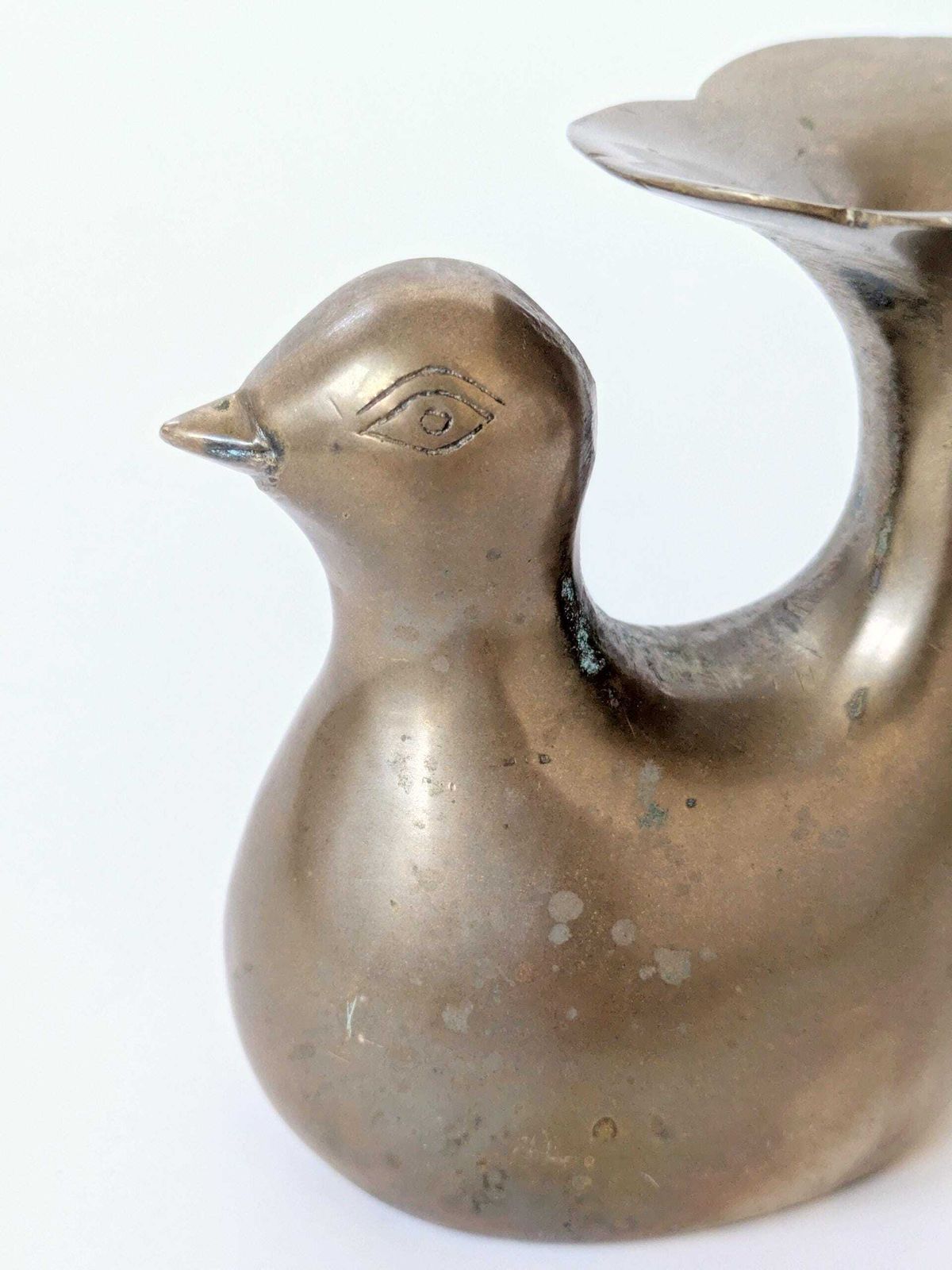 photo for sale 1960s Midcentury Style Brass Bird Candleholder Or Bud Vase, Modern Rustic Accent