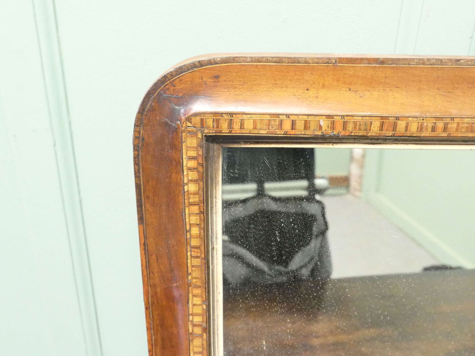 Victorian Inlaid Walnut Overmantel Mirror photo for sale