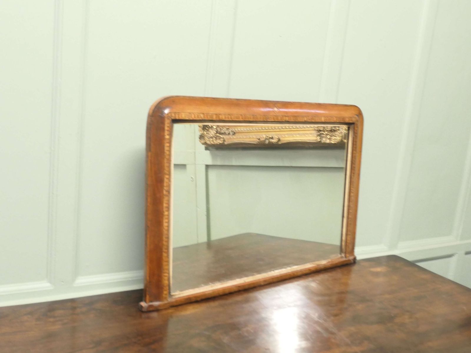 Victorian Inlaid Walnut Overmantel Mirror photo vinterior