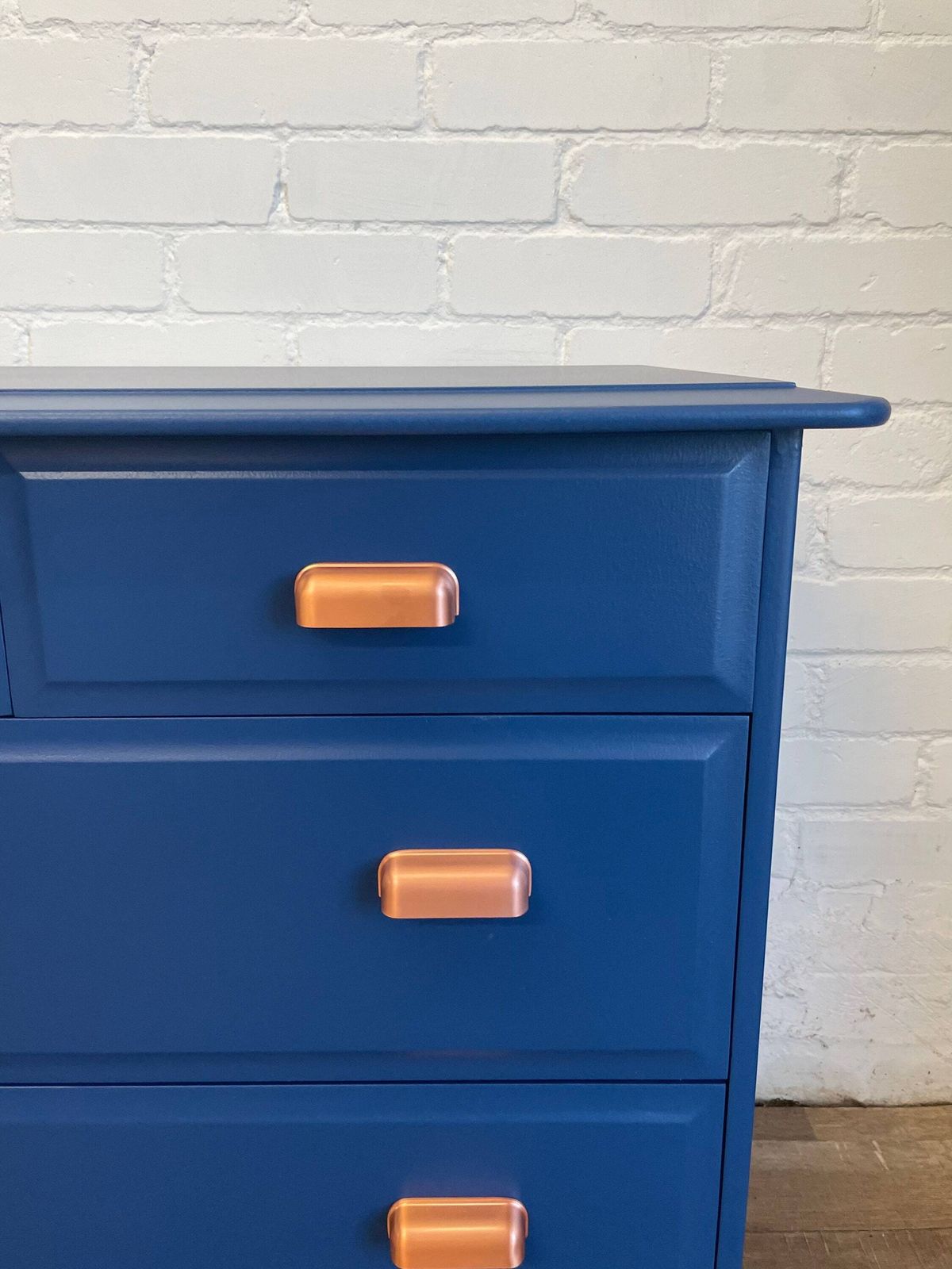 Stag Minstrel Captains Chest Painted Cobalt Blue photo furniture