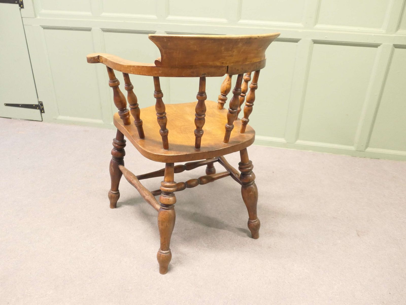 19th Century Beech And Elm Smokers Bow Office Or Desk Chair photo furniture
