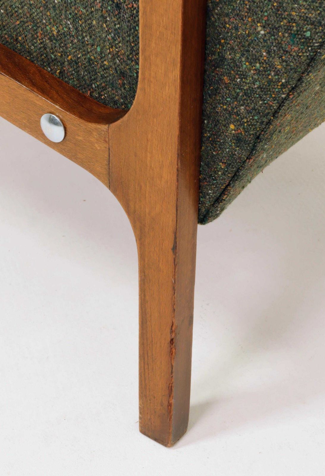 photo vinterior Vintage Pair Armchair Avocado Green Tweed Upholstery, 1960, Poland