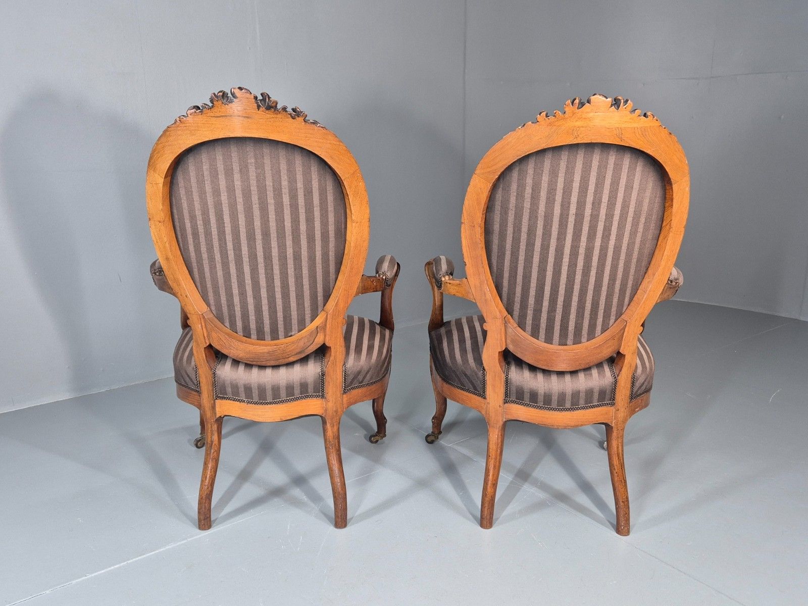 475.0 2 Antique Rococo Armchairs Walnut Frames 1880s Denmark Quality  Eb11331 Vclo photo