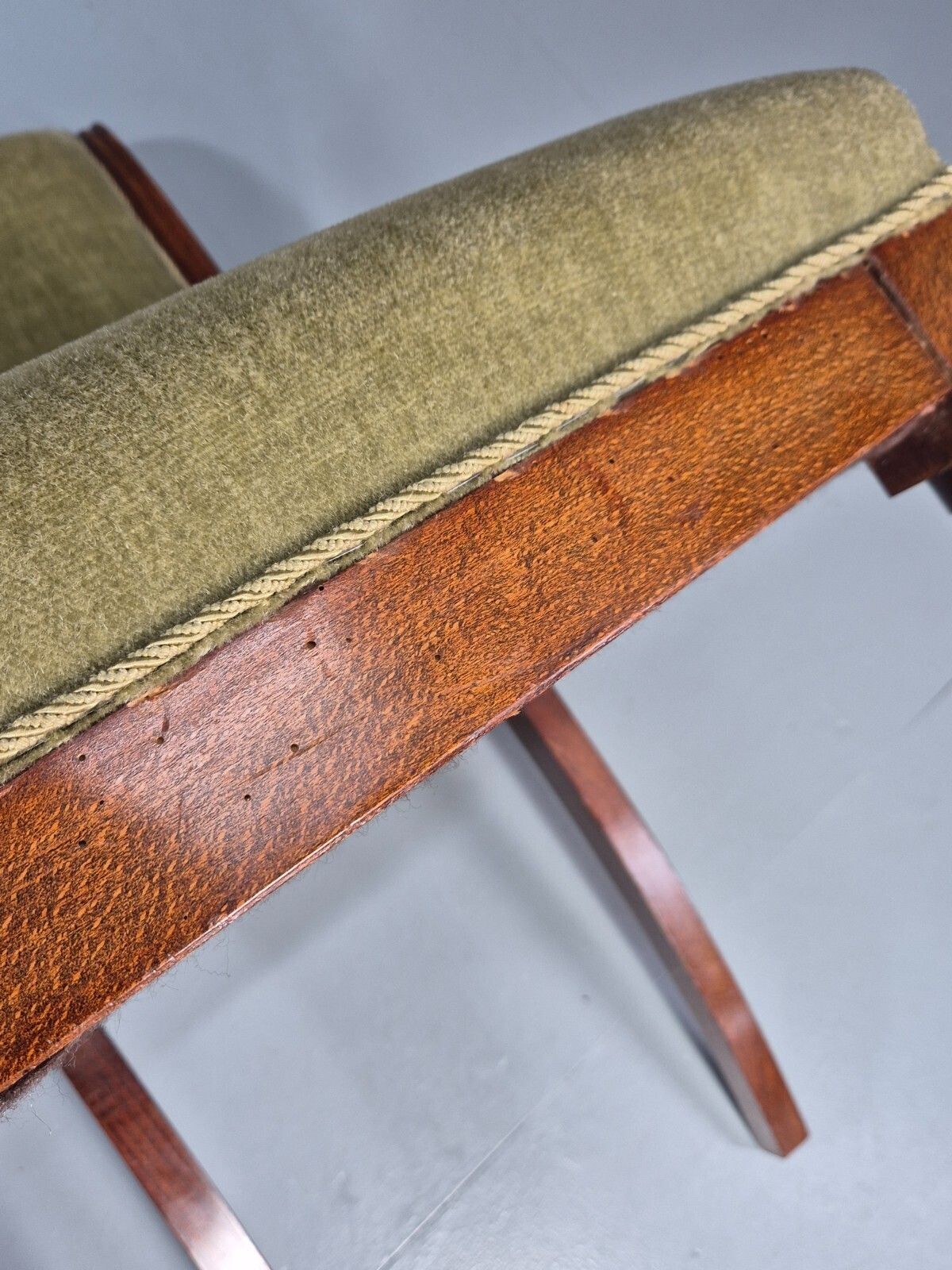 60.0 Antique Danish Dining Chair Mahogany Frame 1850s Green Velour Eb11321 Vdin photo