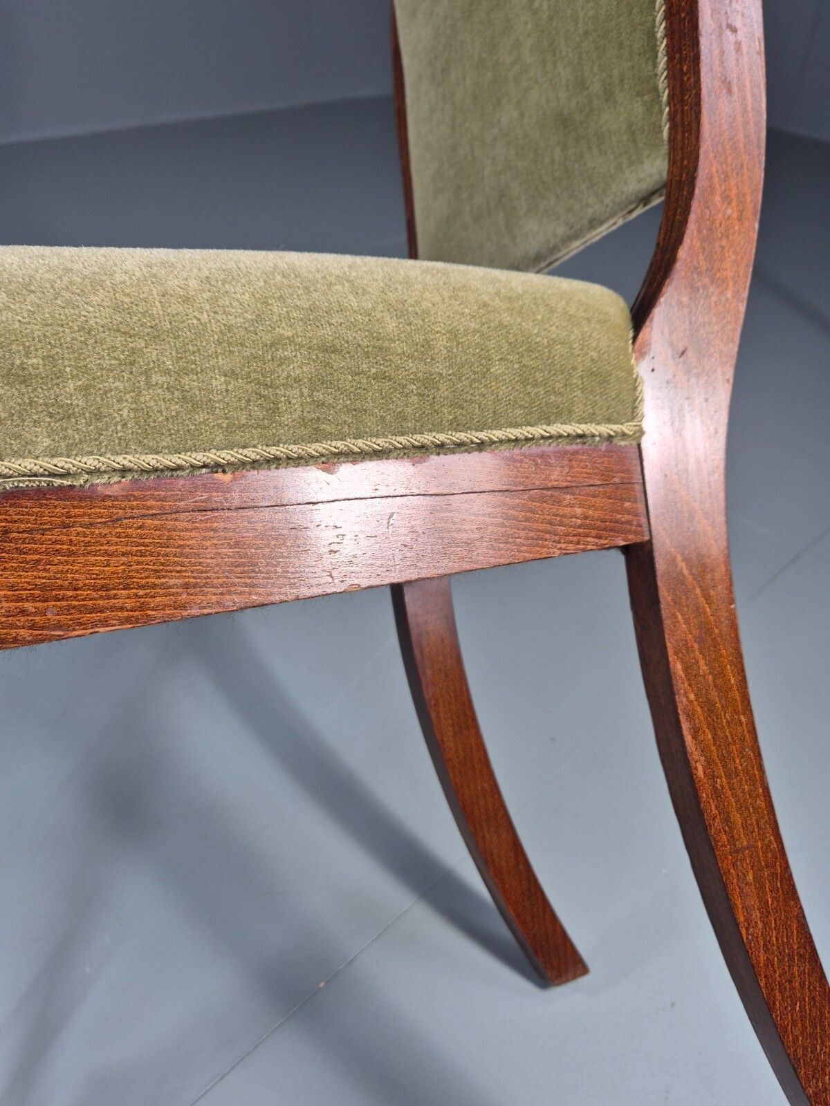 photo buy Antique Danish Dining Chair Mahogany Frame 1850s Green Velour Eb11321 Vdin