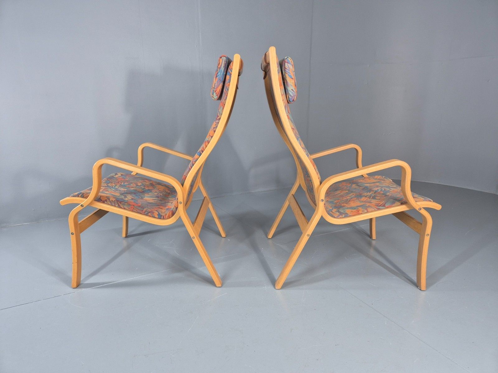 Furniture 2 Vintage Bentwood Lounge Chairs Finn Ostergaard 1980s Retro Mcm Eb11338 Mben photo