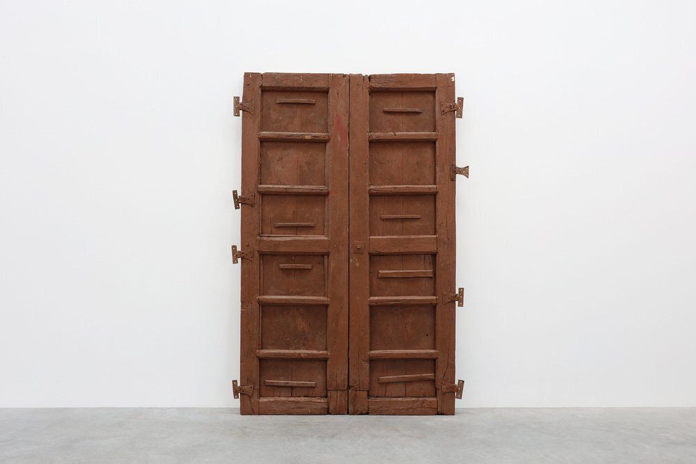 Large 17th Century Terracotta Lacquered Oak Monastery Doors, Portugal, Set Of 2 photo 5723.0