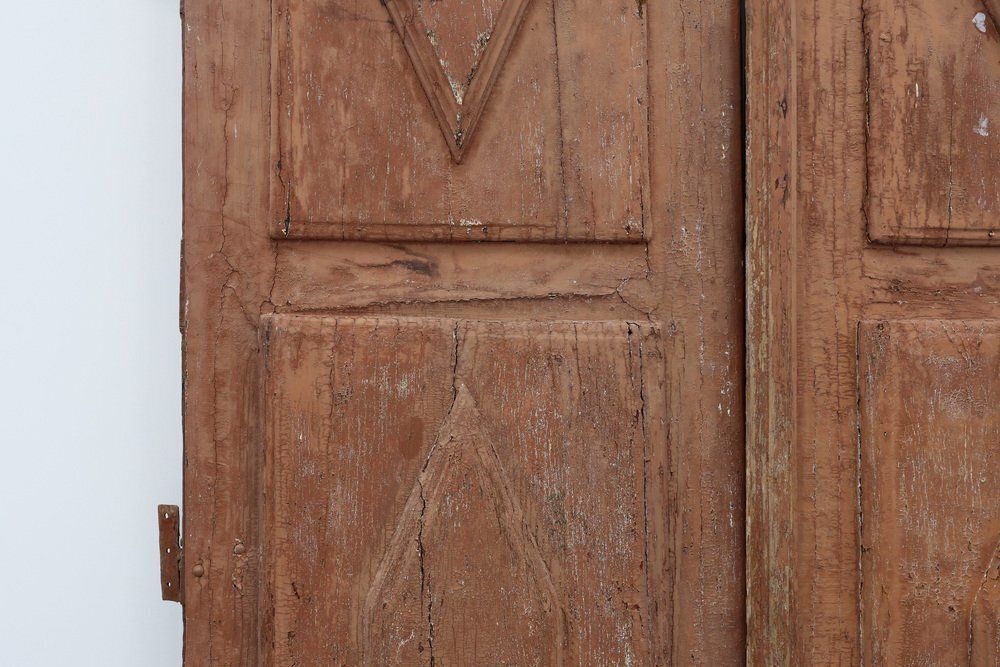 photo furniture Large 17th Century Terracotta Lacquered Oak Monastery Doors, Portugal, Set Of 2