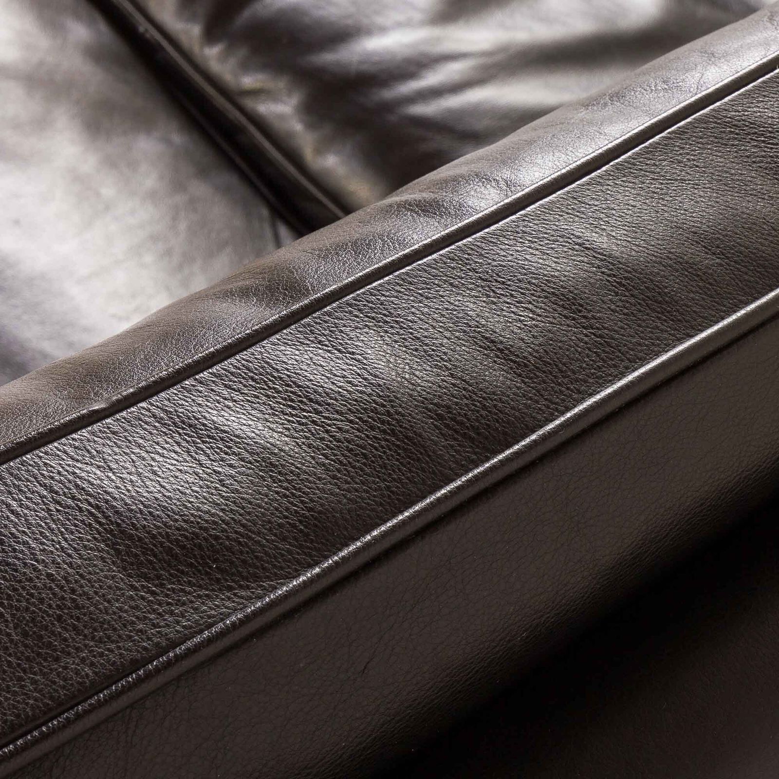 1785.0 Stouby Black Leather Sofa, Denmark 1970s photo