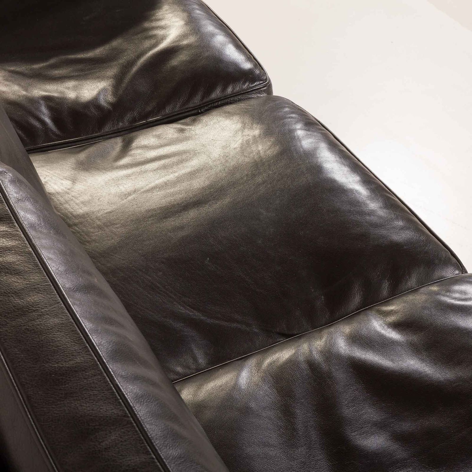 photo buy Stouby Black Leather Sofa, Denmark 1970s