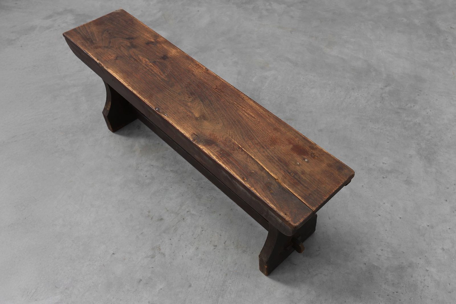Rustic Wooden Bench In The Style Of Wabi Sabi, France, 1900s photo for sale