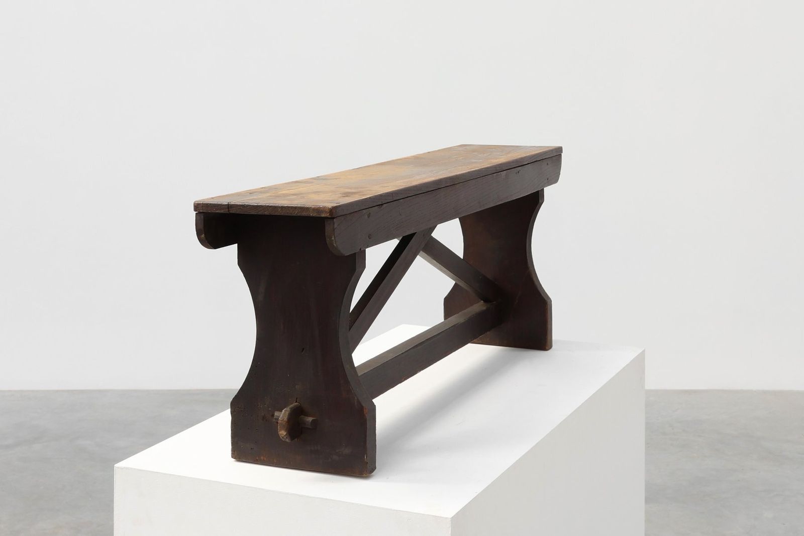 Rustic Wooden Bench In The Style Of Wabi Sabi, France, 1900s photo vinterior