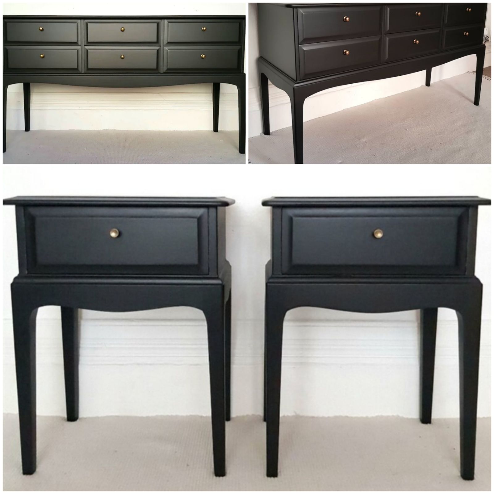 Stag Minstrel Painted Dressing Table And Bedsides, Bedroom Suite, Upcycled.