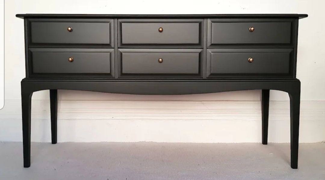Stag Minstrel Painted Dressing Table And Bedsides, Bedroom Suite, Upcycled. photo furniture