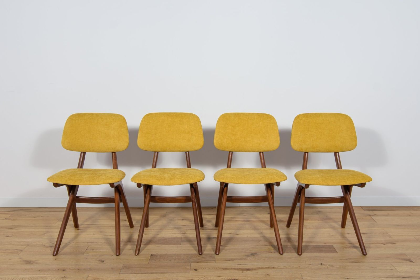 Mid Century Teak Dining Chairs Scissor By Louis Van Teefelen For Wébé, Netherlands, 1950s, Set Of 4 photo Furniture