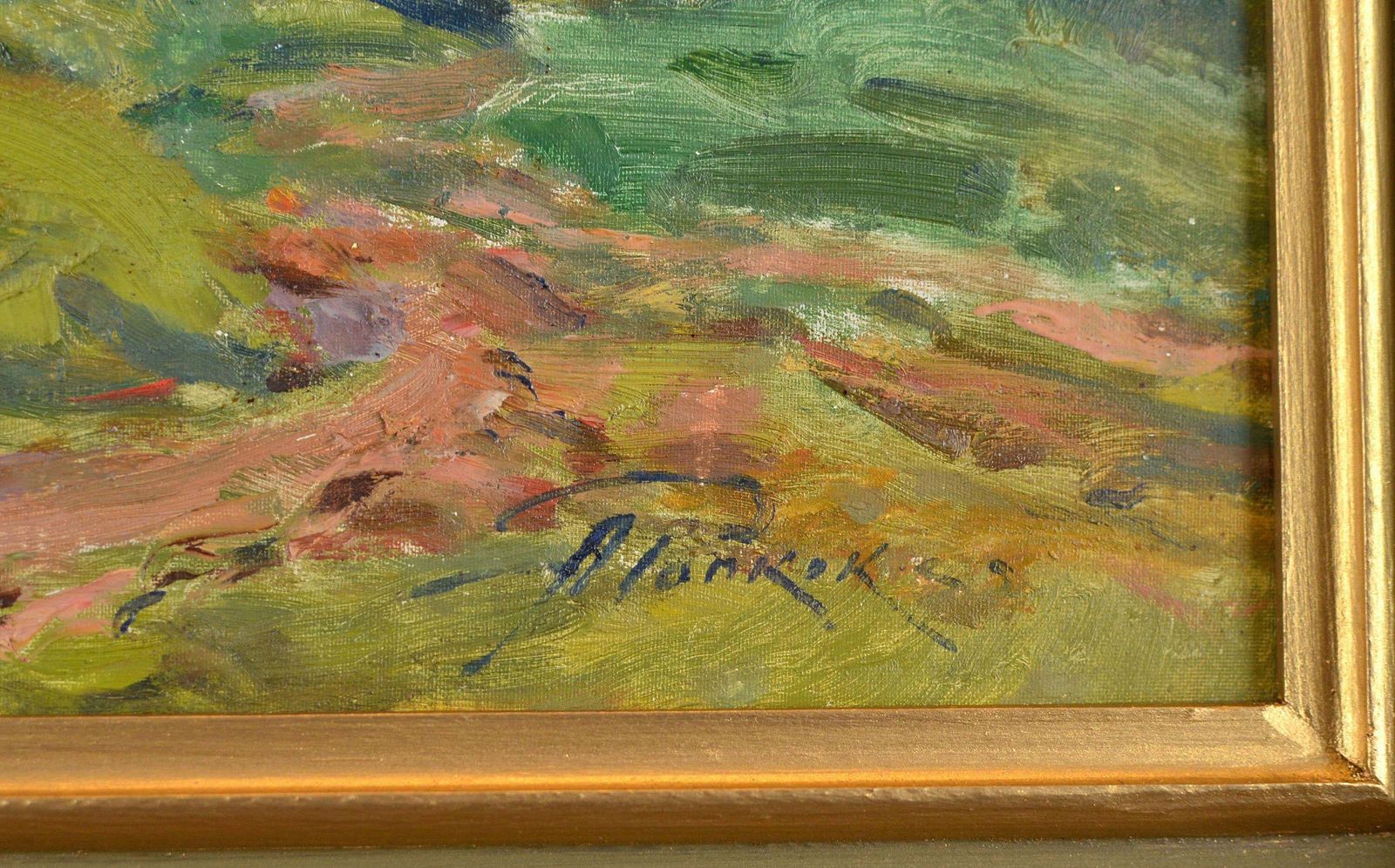 Arnolds Pankoks Landscape With Hey Stacks. Oil On Cardboard. 35x49 Cm 1990 photo 1597.0