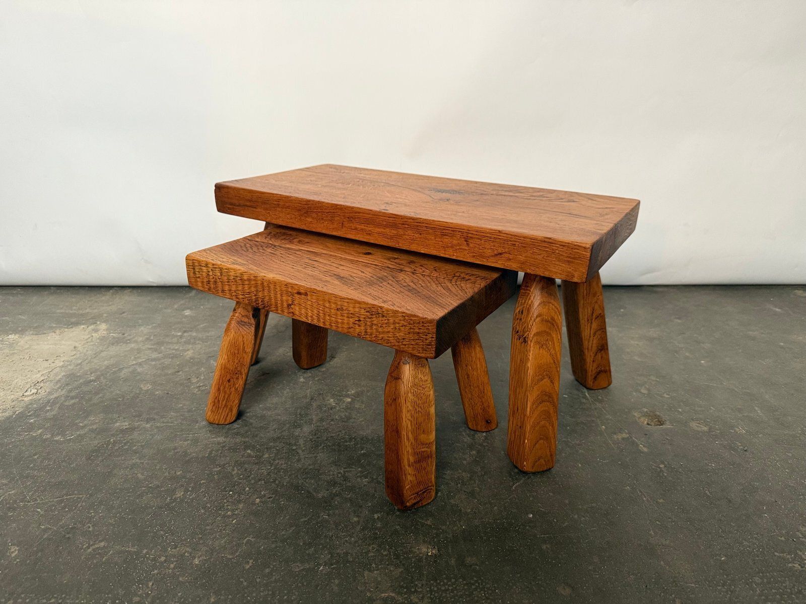 Brutalist Oak Nesting Tables, 1970s, Set Of 2 photo furniture