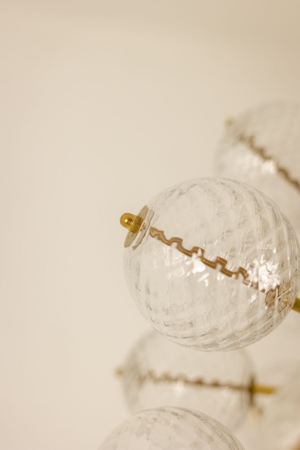 photo for sale Kamenicky Senov, Published By. Pair Of Brass And Glass Chandeliers. Circa 1970.
