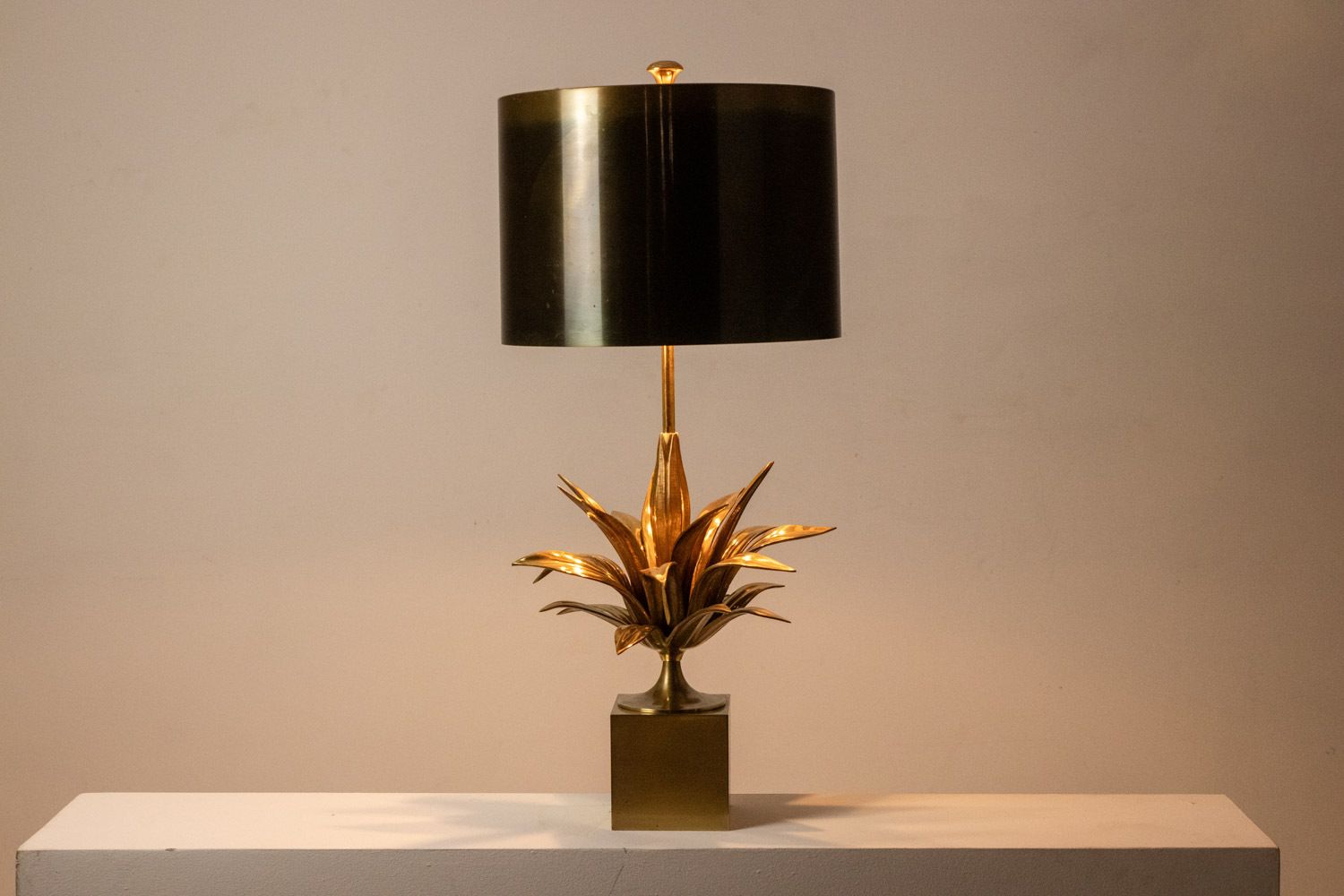 Maison Charles, “Agave” Lamp In Gilded Bronze And Patinated Brass. 1970s photo for sale