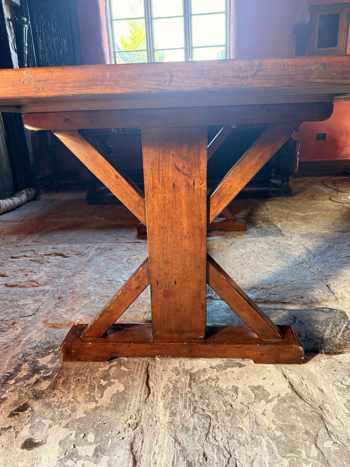 photo furniture Hardwood  Vintage Rustic Plank  Country Refectory Kitchen Dining Table Seats 8
