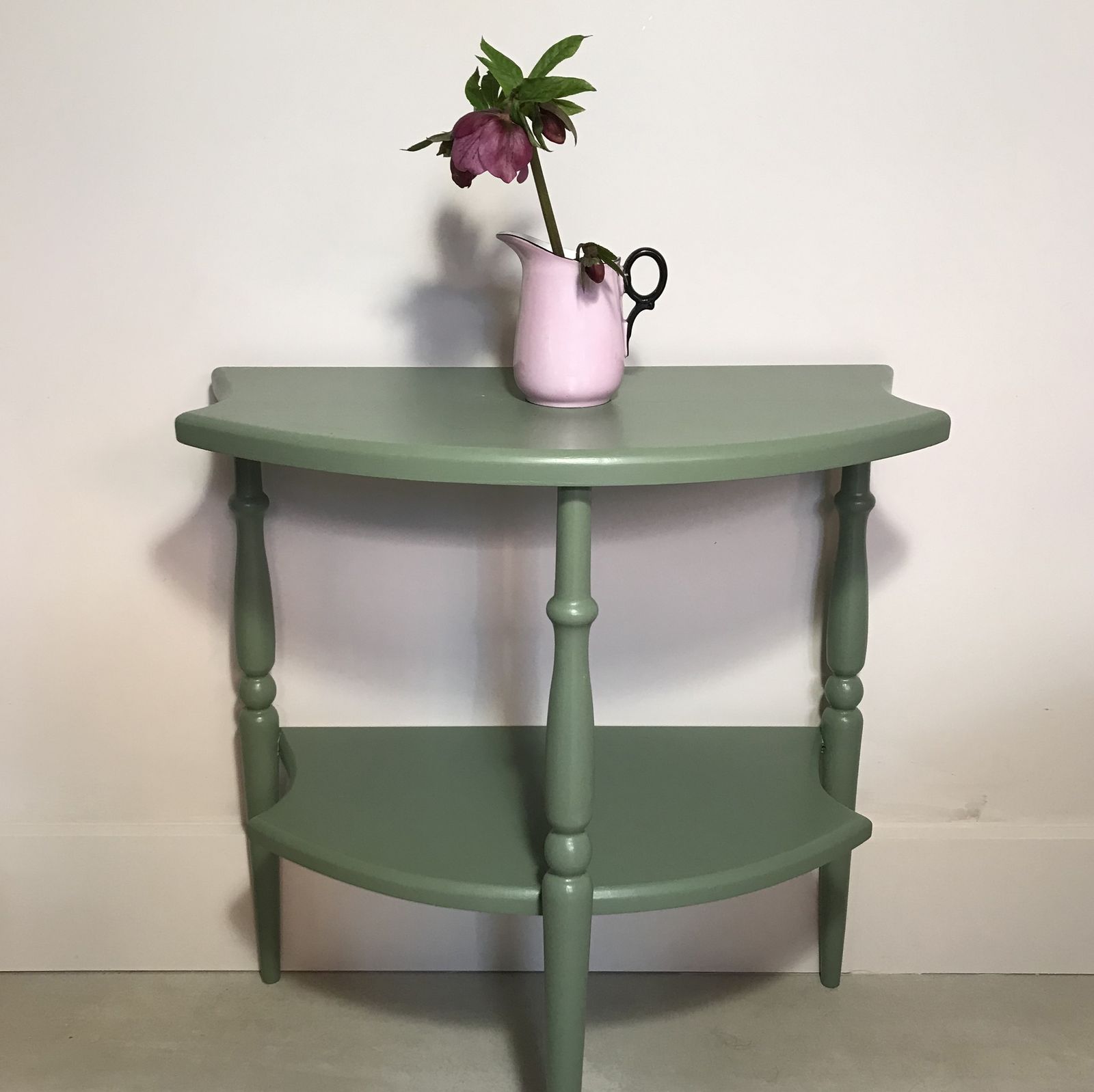 Hand Finished Fruit Wood Painted Side Tables With A Lower Shelf. photo Furniture