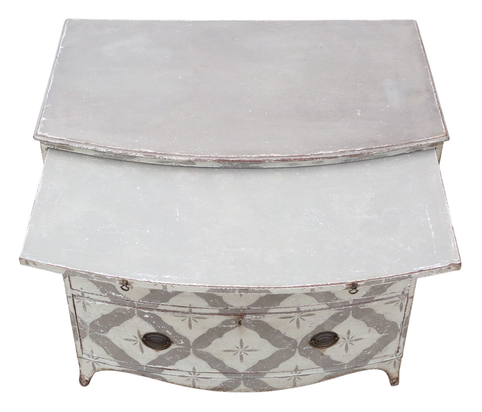Antique 19th Century Bow Front Painted And Decorated Chest Of Drawers/ Commode  High Quality photo vinterior