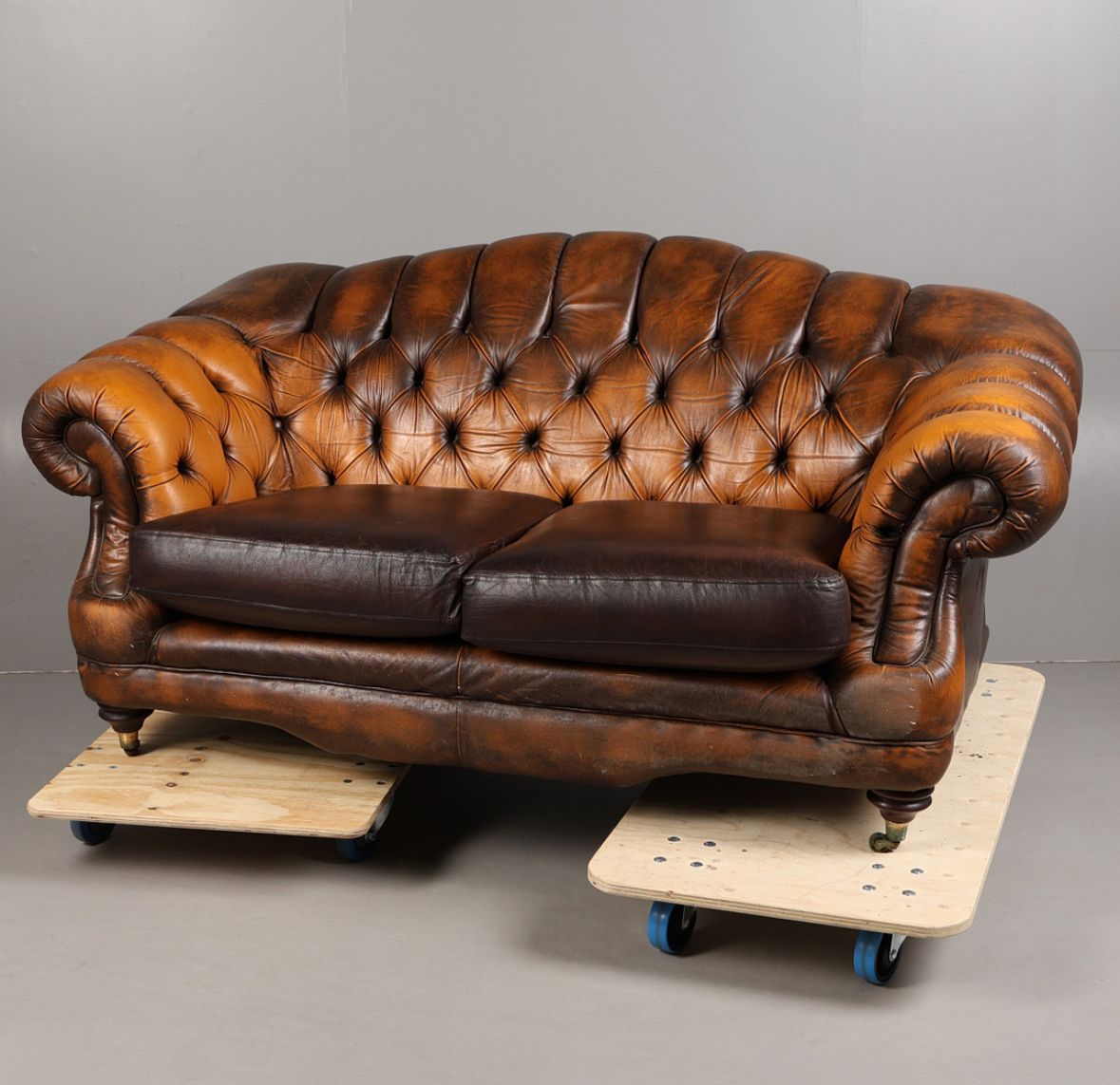 Thomas Lloyd Brown Chesterfield Scroll Arm Sofa photo for sale